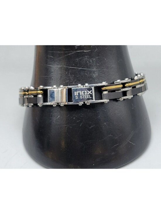 Inox Other - Inox Mens Reversible Stainless Steel Bracelet Gold or Silver & Black Size 7.5"